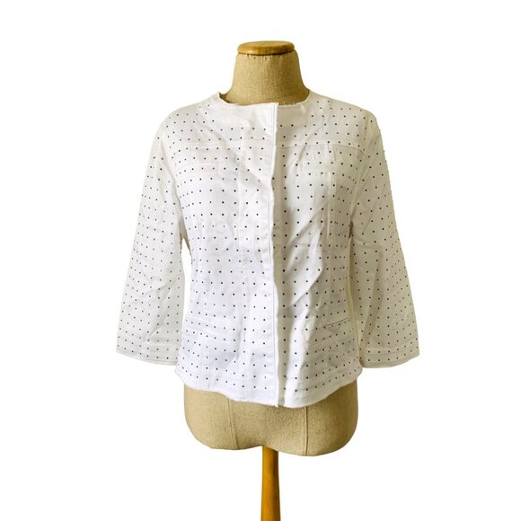 Lulu B Small White Women's Studded Jacket - Picture 1 of 11